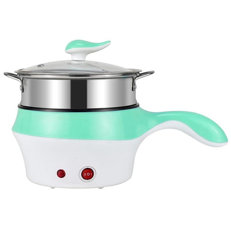 Doppel-schicht Kochen Topf Kleine Elektrische Topf Multifunktionale Dampf Topf Nicht-stick Suppentopf Dampfer Kochen Kessel für küche: green US plug