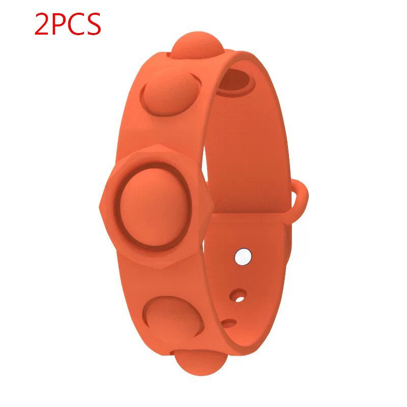 Push Pop Pop Bubble Sensory Fidget Toys Stress Relief Bubble Bracelet Toy Wearable Sensory Wristband Toys: orange 2PCS