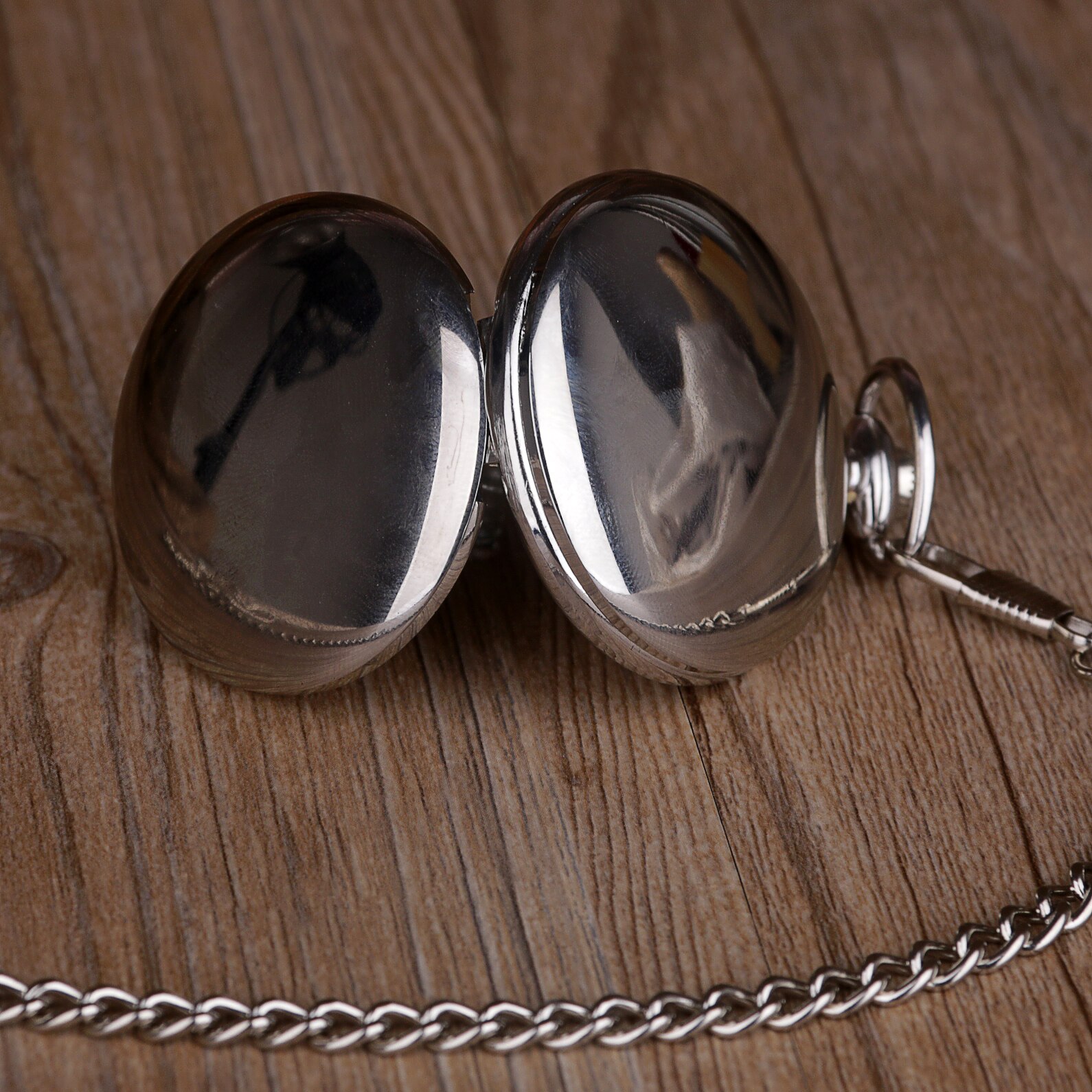 Steampunk zilveren zakhorloge met romeinse cijfers, gepolijst, vintage quartz fobhorloge voor mannen en vrouwen met ketting