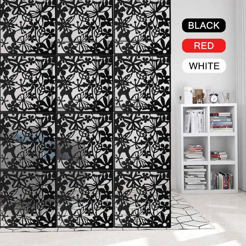 4pcs Divider Panel Butterfly Bird Flower Hanging Screen Partition Divider Panel Screen For Home Decorating Bedroom Dining Study
