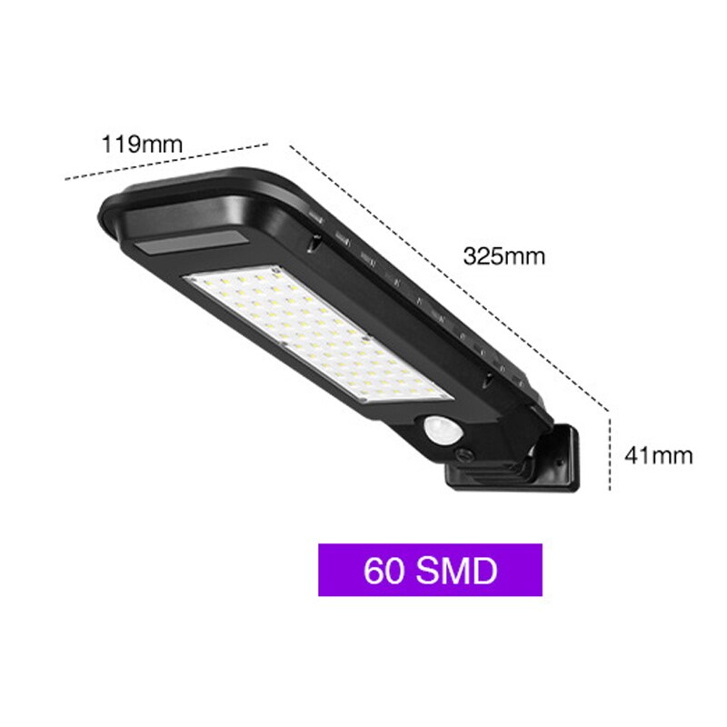 Solar Light Outdoor Solar Lamp Powered Sunlight Waterproof PIR Motion Sensor Street Light for Garden Decoration: 60SMD
