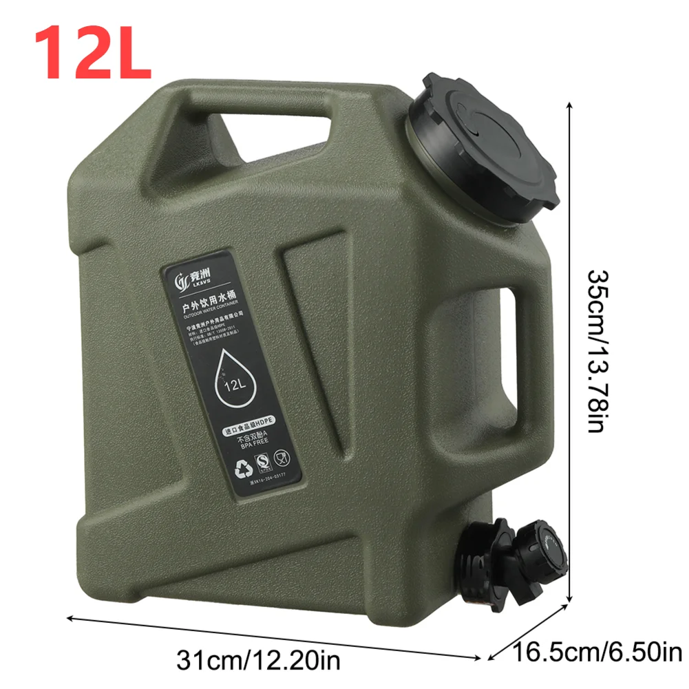 10/11/12L Water Bucket Large Capacity Water Pouch With Detachable Faucet Portable Drinking Water Container Camp Water Bag ﻿: Khaki