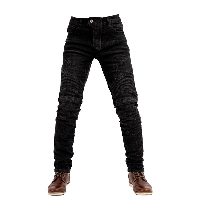 Motorsykkel bukser kne med glidelås beltebeskytter motorsykkel motorsykkel denim jeans bukser terrengsykkelbukser: beige / Xl