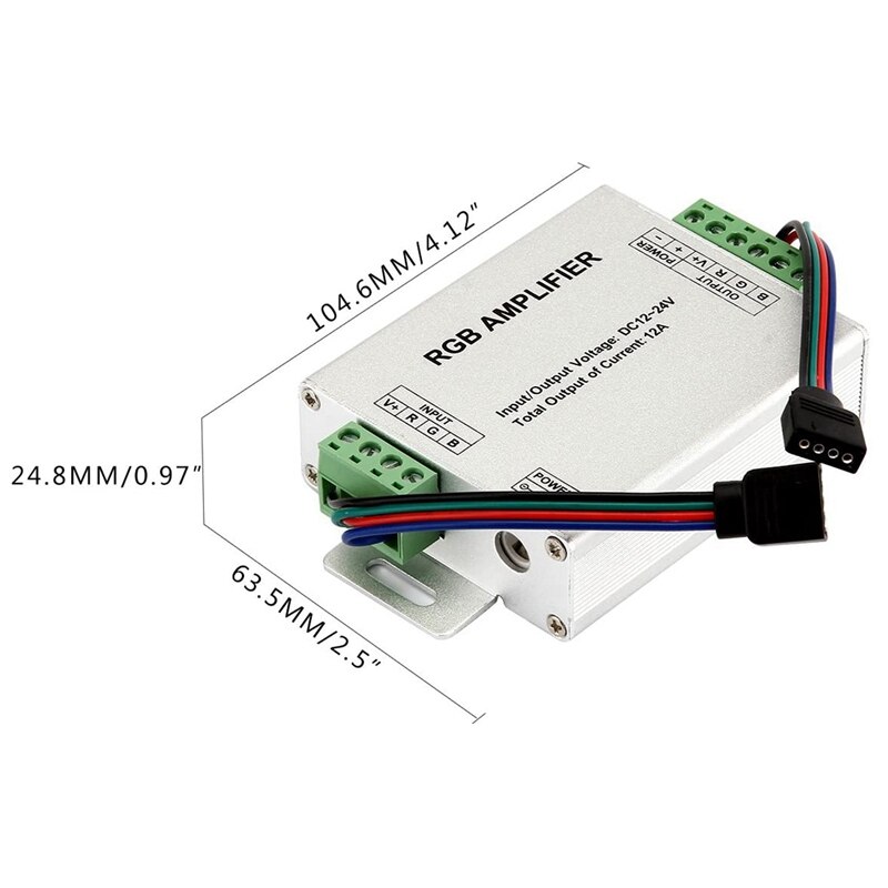 DC 12V To 24V 12A LED Strip Lights 3 Channels RGB Signal Amplifier Repeater For 10M 4 Pin 5050 3528 LED String Lights