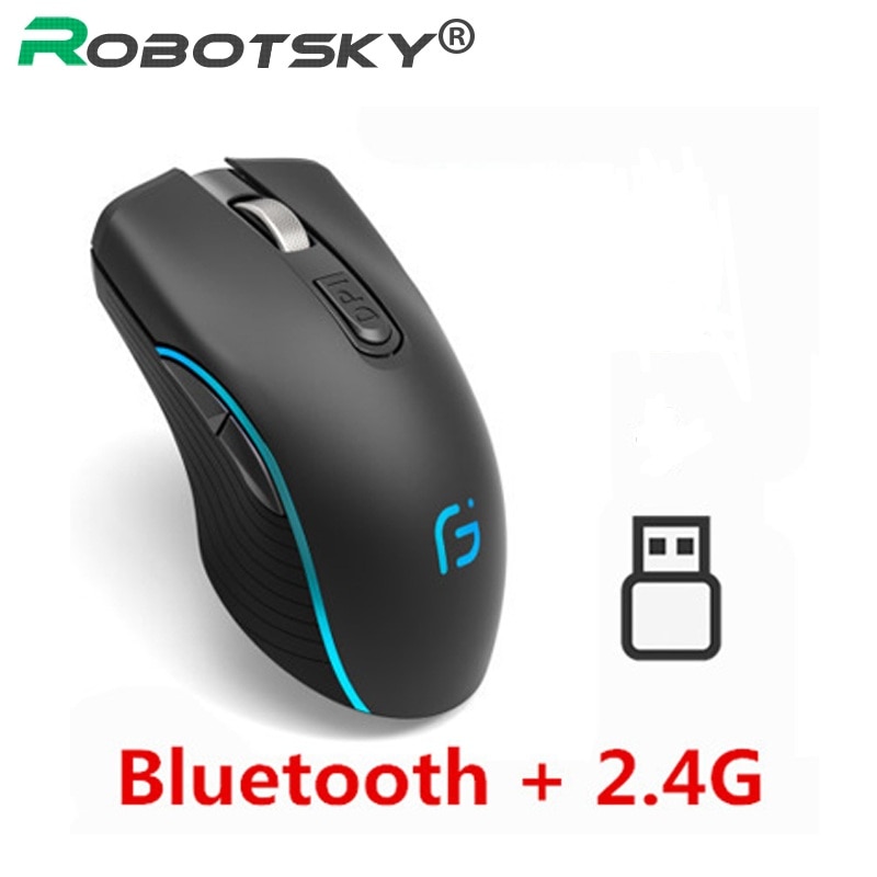 Mouse ricaricabile per Computer Dual Mode Bluetooth 4.0 2.4Ghz Wireless Mause 2400DPI Mouse da gioco ottico Mouse da gioco per PC portatile