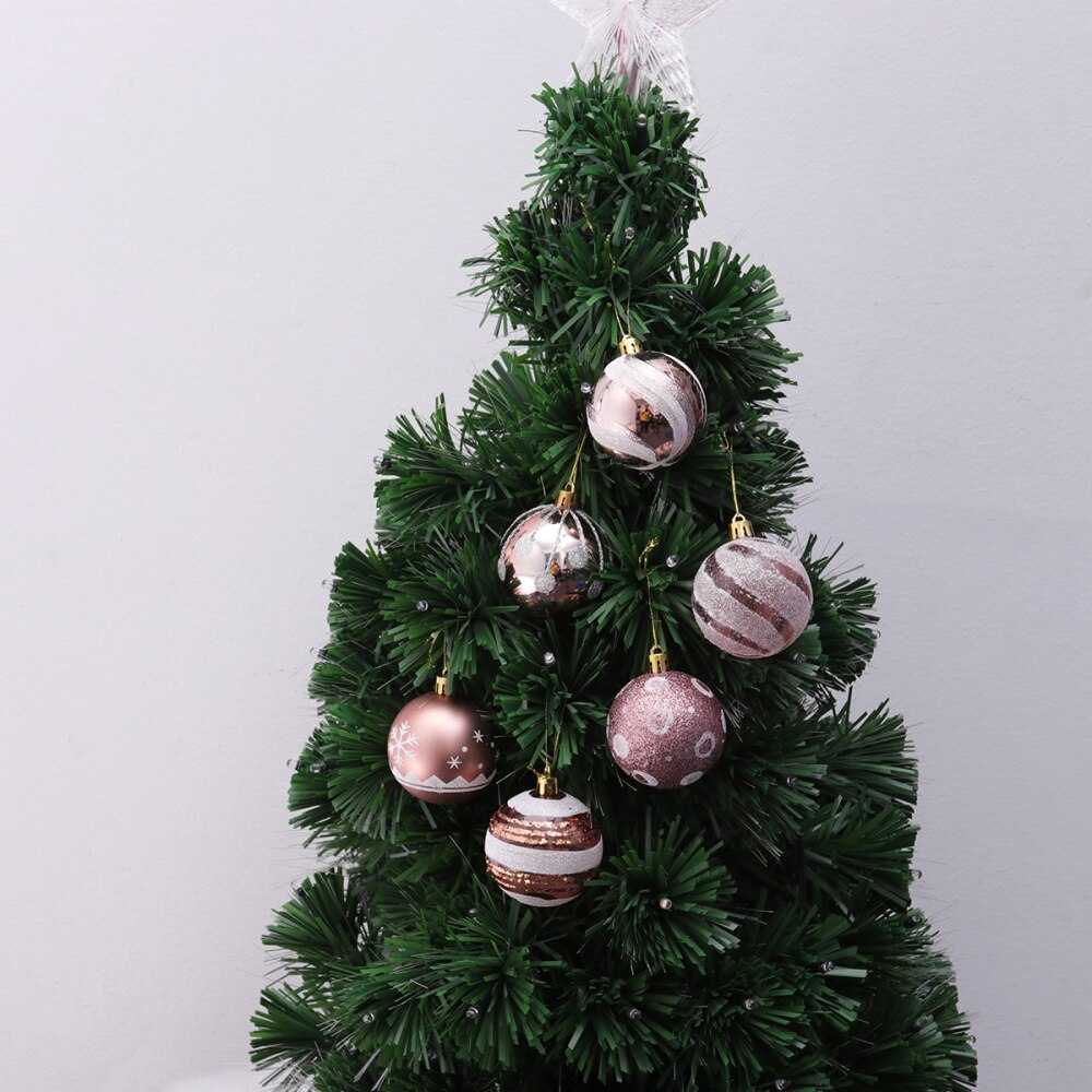 24Pcs 6cm Christmas Balls Hanging Decoration Christmas Tree Ornaments for Party Ball Prom Rose Gold Pattern: Rose Gold