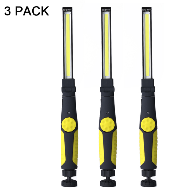 Lampe de poche pliante à Led pour le travail, bande Rechargeable, lumière d&#39;inspection magnétique, atelier de réparation de voiture, éclairage de torche, 1/3/6 paquets: 3Pack Yellow