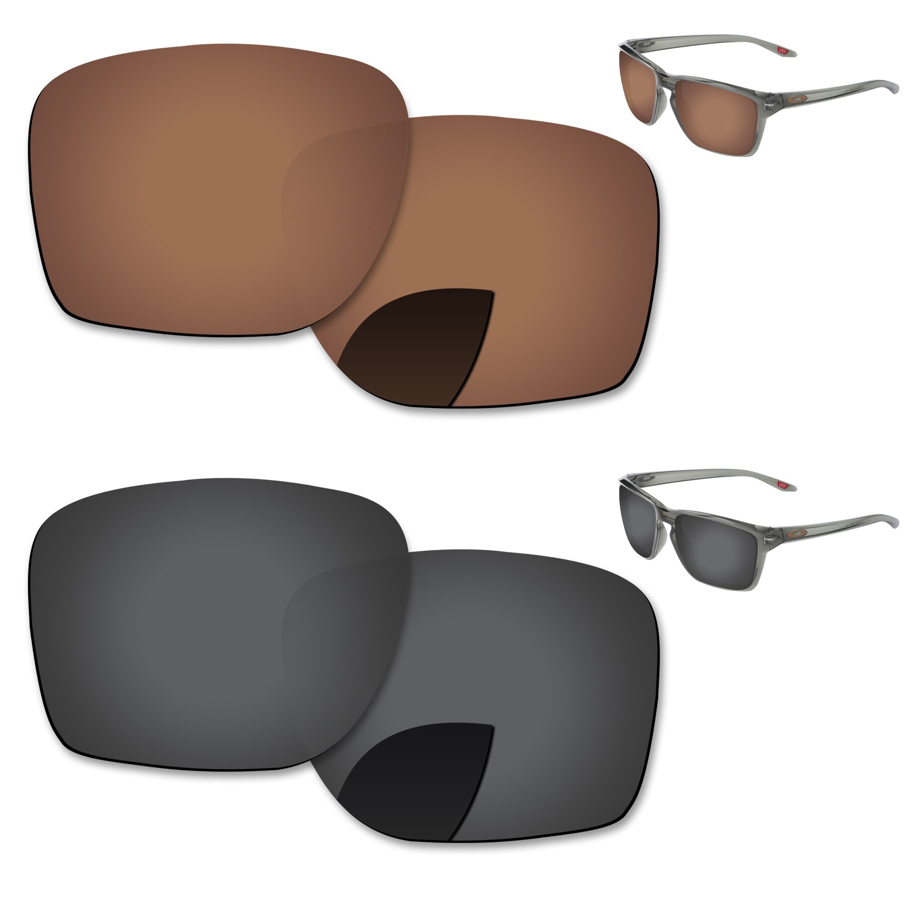 Alphax Vervanging Lenzen Voor Oakley Sylas OO9448-Zonnebril Gepolariseerde-Meerdere Opties: 2 Pairs-Black-Brown