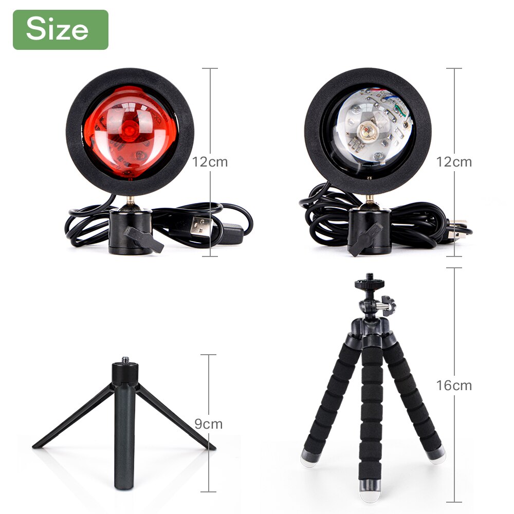 USB Sunset Lamp Rainbow Set For Bedroom Home Tiktok Led Atmosphere Decoration Night Light With Tripod Photographic Lighting