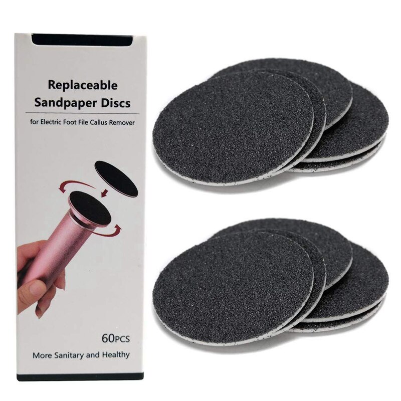 120 pièces remplacement papier abrasif disques Pad pour électrique pied fichier callosités décapant pédicure outil, 60 pièces régulier grossier 100 grain avec