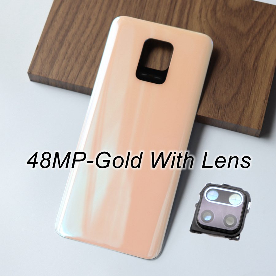 Back Glass Cover for Xiaomi Redmi Note 9 Pro 9S Battery Cover Rear Housing Door Glass Panel Case for Redmi Note 9S Battery Cover: 48MP-Gold With Lens