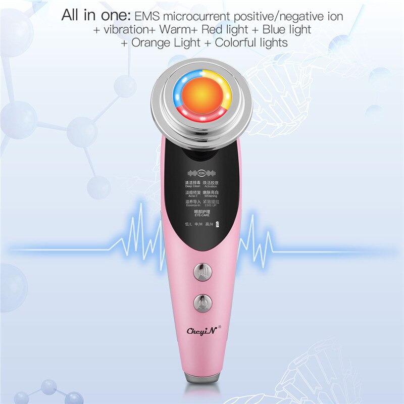 CkeyiN EMS Face Massager LED Light Ionic Sonic Facial Machine Compress Wrinkle Removal Skin Tightening+ Neck Lift Massager48