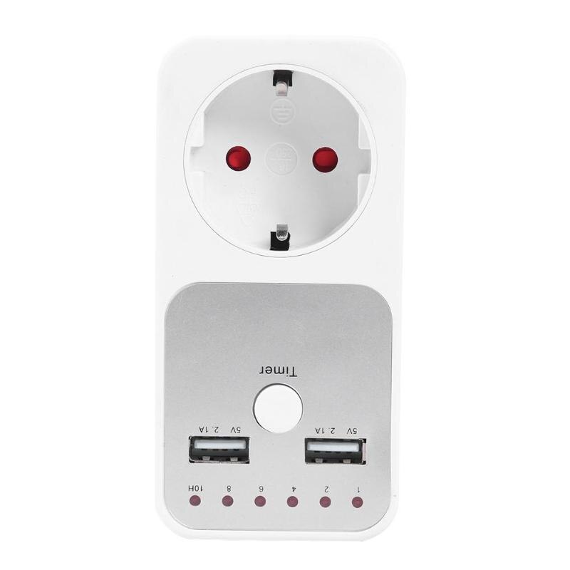 Dual USB EU Plug Timing Socket Timer Switch Countdown Outlet Controller Smart Home Wall Table USB Charger Adapter EU Plug
