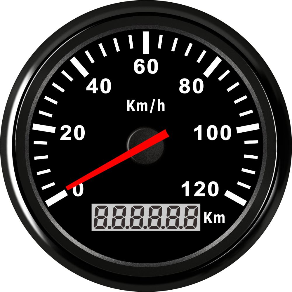 85mm Speedometer Universal Meter 120km/h 200Km/h Speed Odometer Gauge with Red Backlight For Auto Truck Boat 85MM Speed Gauge: black black 120kmh