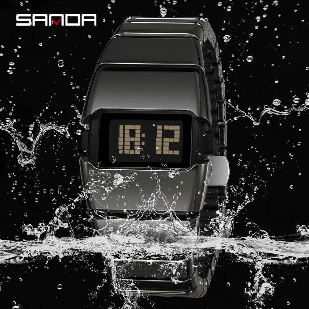 SANDA 9504 Retro Electronic Watch 5ATM Waterproof Night Light Display Snooze Alarm Clock Stopwatch Men's and Women's Watches2026