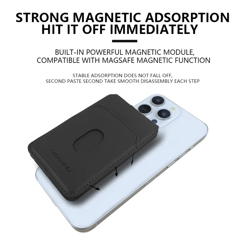 Portefeuille en cuir magnétique Magsafe, porte-carte de téléphone portable pour IPhone 16 15 14 13 12 Pro Max Plus, étui à aimant puissant pour carte bancaire de téléphone