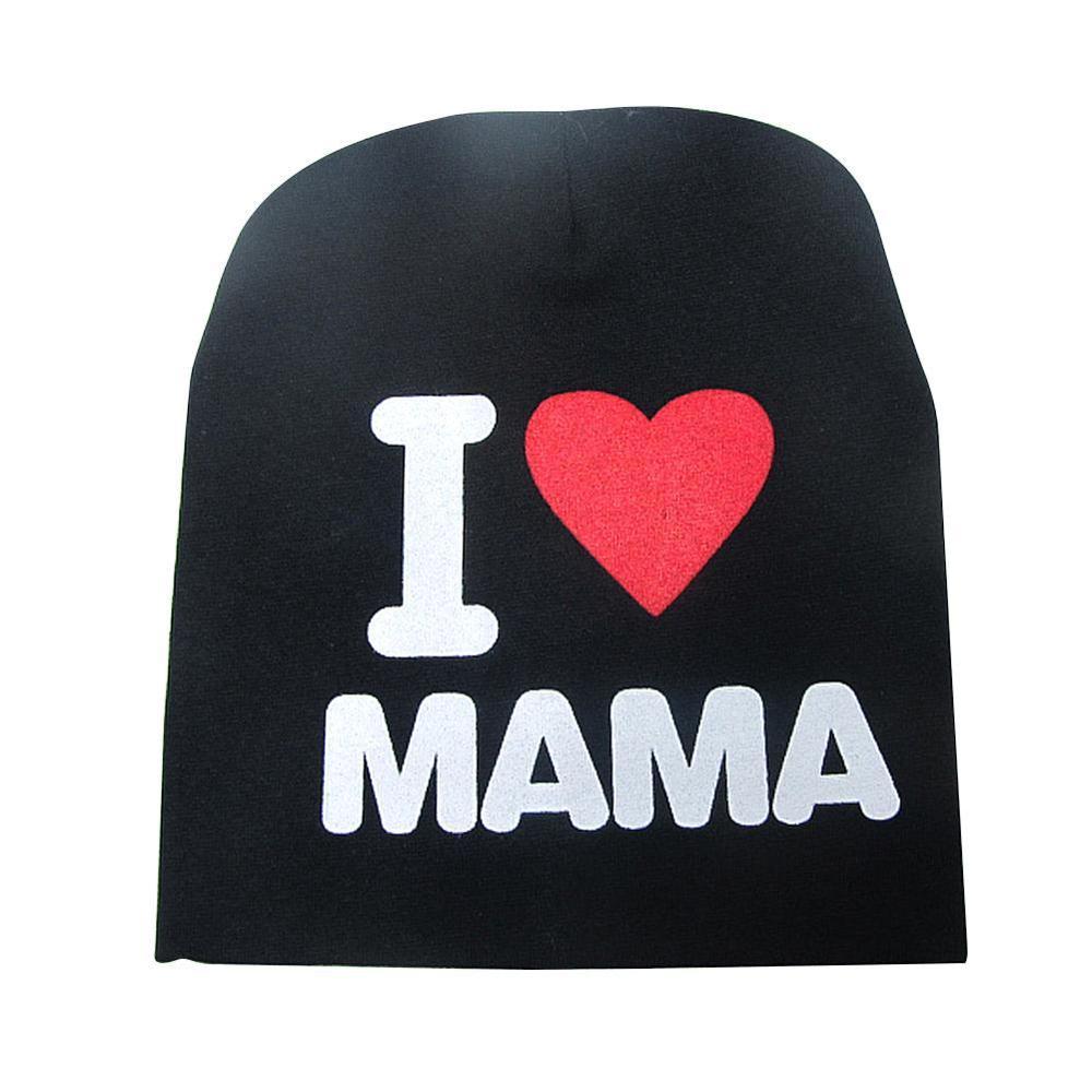 Brief Druck Baby Hut ICH Liebe MAMA PAPA Baby Junge Mädchen Kappe Nette Gestrickte Baumwolle Warme Kinder Beanie Hut Frühling herbst