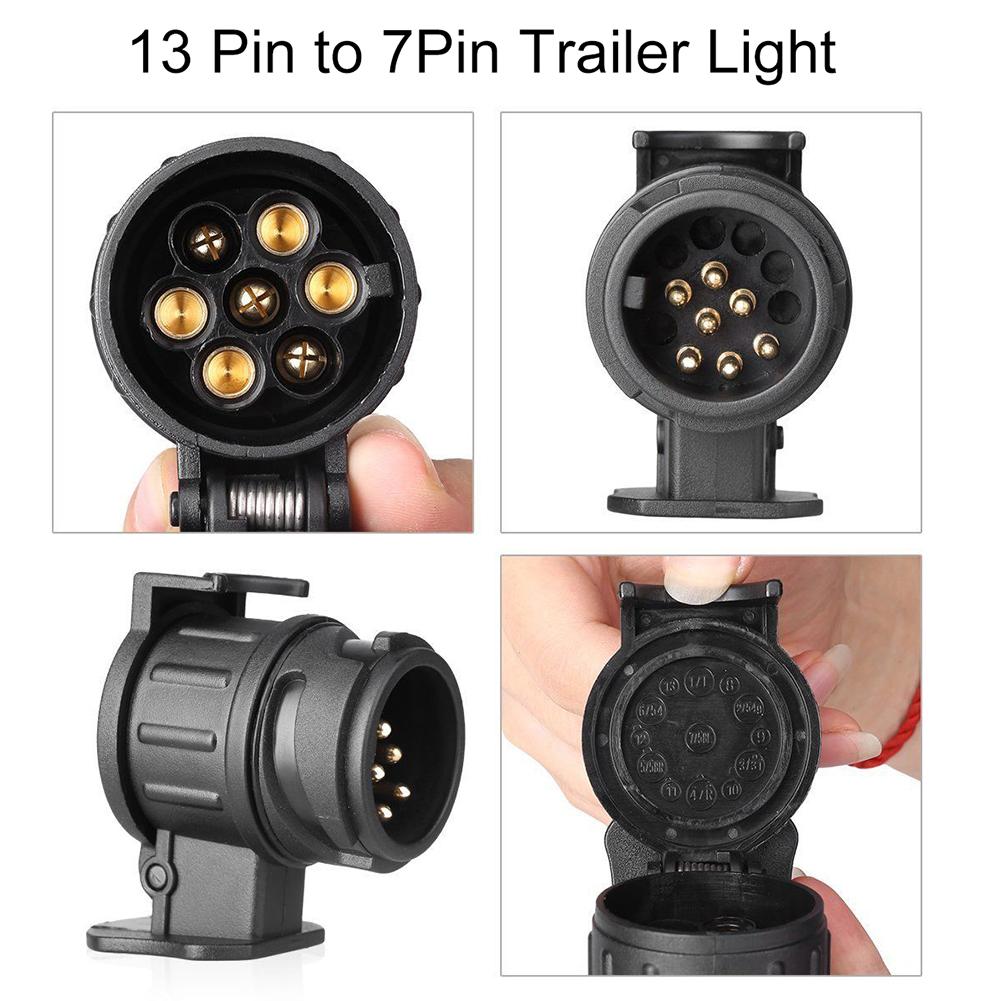Waterproof 13 to 7 Pin Plug Trailer Truck Electric Adapter Towbar Towing Socket