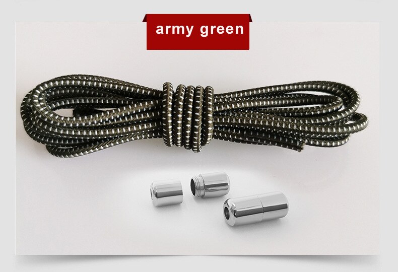 Elastic Shoelaces Round Locking No Tie Shoe Laces Quick Lazy Laces Rubber Sneakers Shoelace for Kids Adult Shoe Laces No Tie: army green