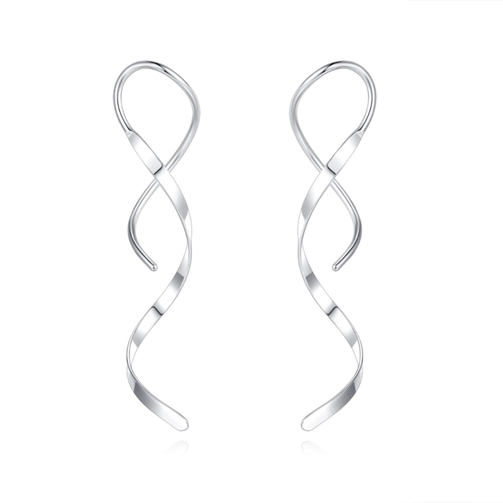 Einfache Spirale Einfädler Ohrringe Unregelmäßige Wendel Welle Kurve Ohr Linie Manschette Edelstahl Baumelnden Ohrring Frauen Schmuck: Rötlich braun