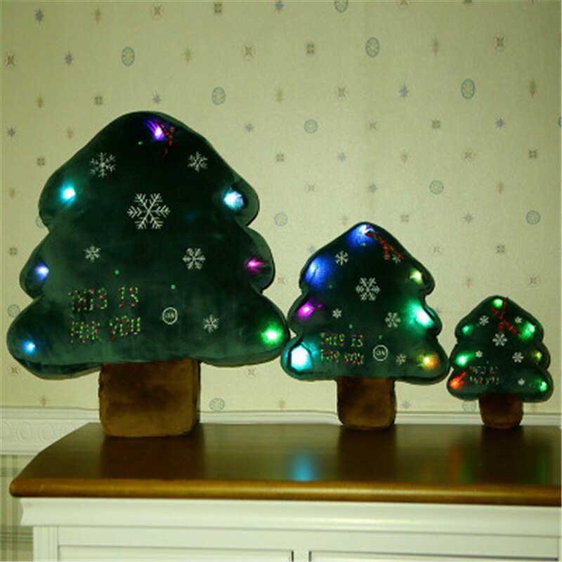 CASEGRACE Green Christmas Tree Cushion Lighted Soft PP Cotton Throw Pillows Embroidered Craft Decorative Pillows Christmas