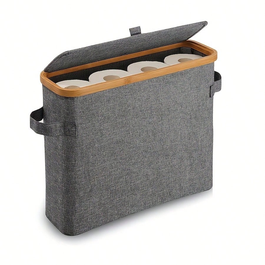 Bamboo Toilet Paper Holder , Multi-Functional Collapsible Bathroom, Bedroom, Dormitory Storage Basket, Laundry Basket: Orange
