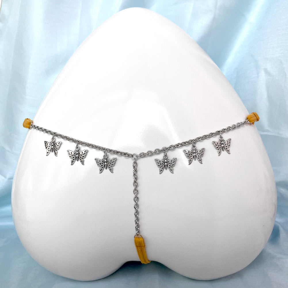 Sexy Zilver Kleur Custom Vlinder Taille Body Ketting Voor Vrouwen Personalied Multicolor Bikini Thong Ondergoed Body Sieraden