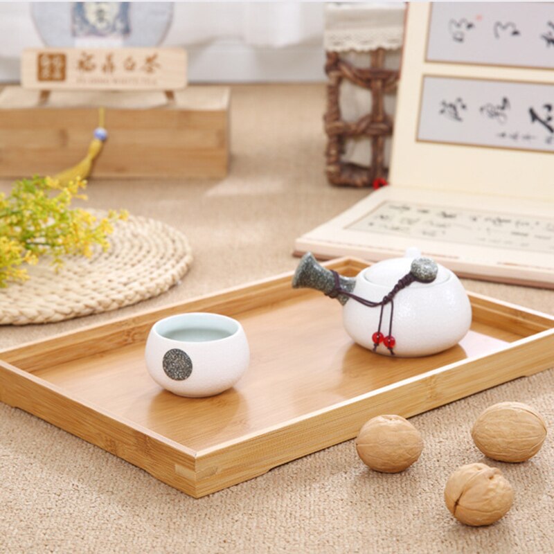 Bamboo Wooden Rectangular Tea Tray Solid Wood Tray Home Dry Tea Tray Kung Fu Tea Cup Tray Wooden Hotel Dinner Plate for food
