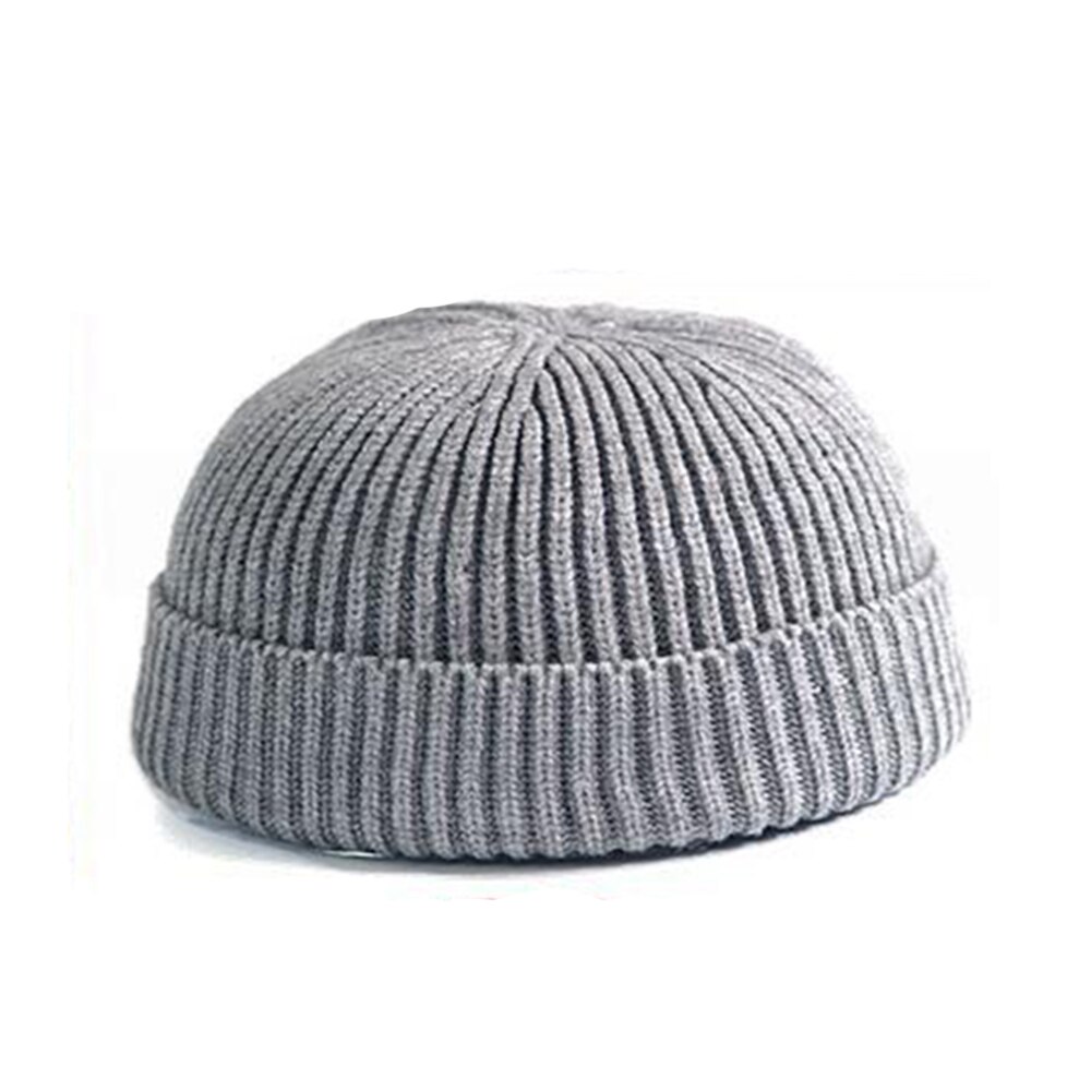 Solid Wool Knitted Beanie Skull Cap Winter Men Women Soft Thick Warm Elastic Hats Unisex Skullies Harajuku Knitted Wool Hat: Gray