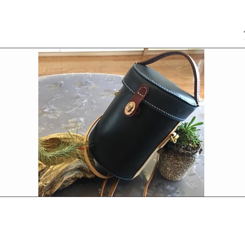 Plantilla de Papel Kraft para manualidades, bolsa de cubo redonda, bandolera, patrón de artesanía de cuero, patrón de costura, 12,5x18cm, 1 Juego