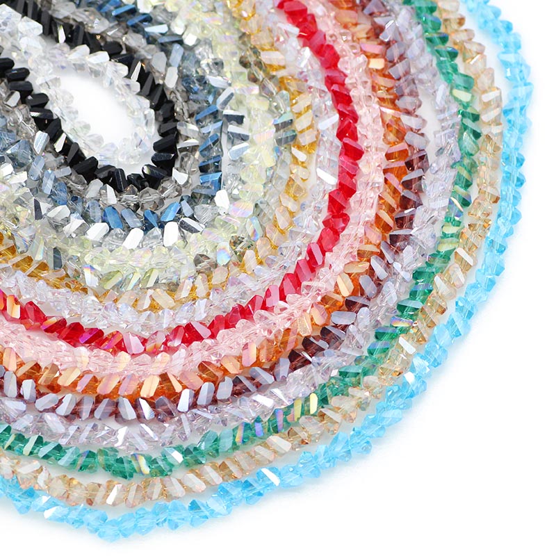 Cuentas de cristal austriaco triangulares de tetraedro, cuentas sueltas de vidrio para fabricación de pulseras de joyería, accesorios de bricolaje, , 6mm, 90 piezas