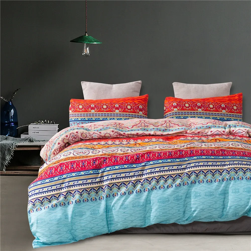 Zestaw pościeli w stylu boho Mandala kwiatowy nadruk poszwa na kołdrę poszewka na poduszkę niemcy pojedyncza podwójna królowa Super król rozmiar 3 szt. Zestawów: Pełne / zielony