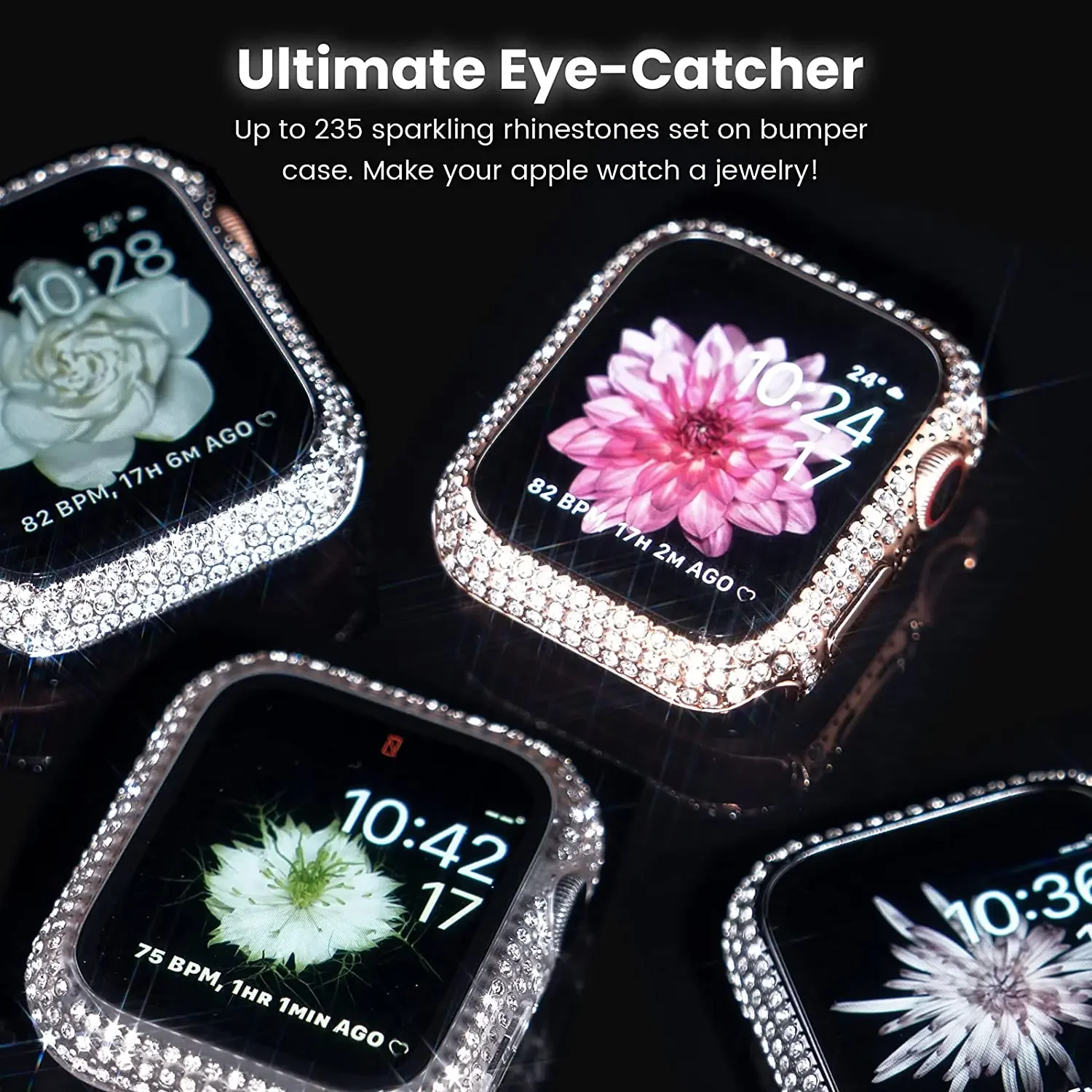 Funda de diamante con cristal templado integrado para Apple Watch, cubierta de 41mm, 45mm, 42mm, 44mm, 38mm, 40mm para IWatch Series 9, 8, 7, 6, SE 5, 4, 3