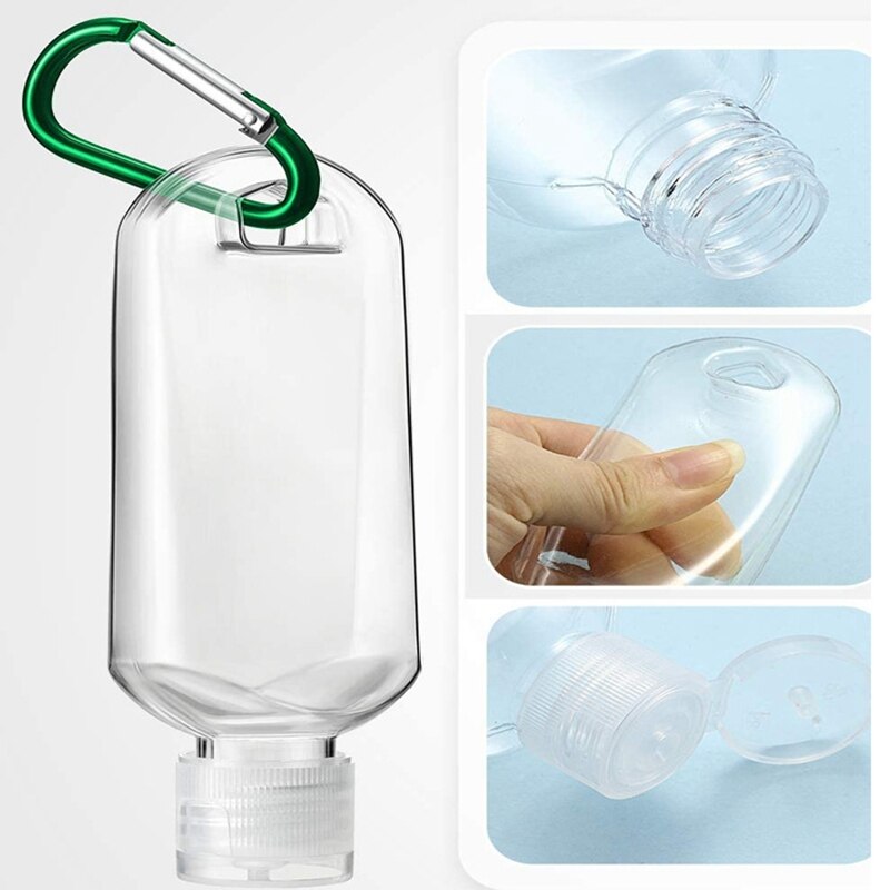 Botellas portátiles de desinfectante de manos, dispensadores de jabón líquido/Gel, botella invertida colgante para viaje, 10 Uds., 50Ml