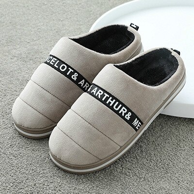 Wfl Womens Schoenen Thuis Mannen En Vrouwen Paar Indoor Warme Winter Huis Slippers Zachte Anti-Slip Zool katoen Vrouwen Slippers: Brown / 42-43