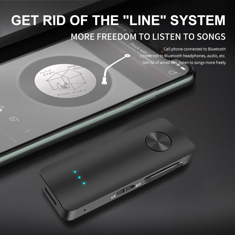 Transmisor receptor de Audio T66 Bluetooth 5,3 3,5mm AUX estéreo 2 en 1 adaptador inalámbrico de música con micrófono para TV PC auriculares Kit de coche