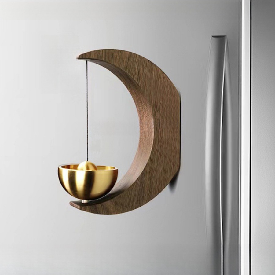 Cloche sonnette carillons éoliens sonnette en bois alerte maison petite cloche décoration de porte carillons éoliens et décorations suspendues: GRIS FONCÉ