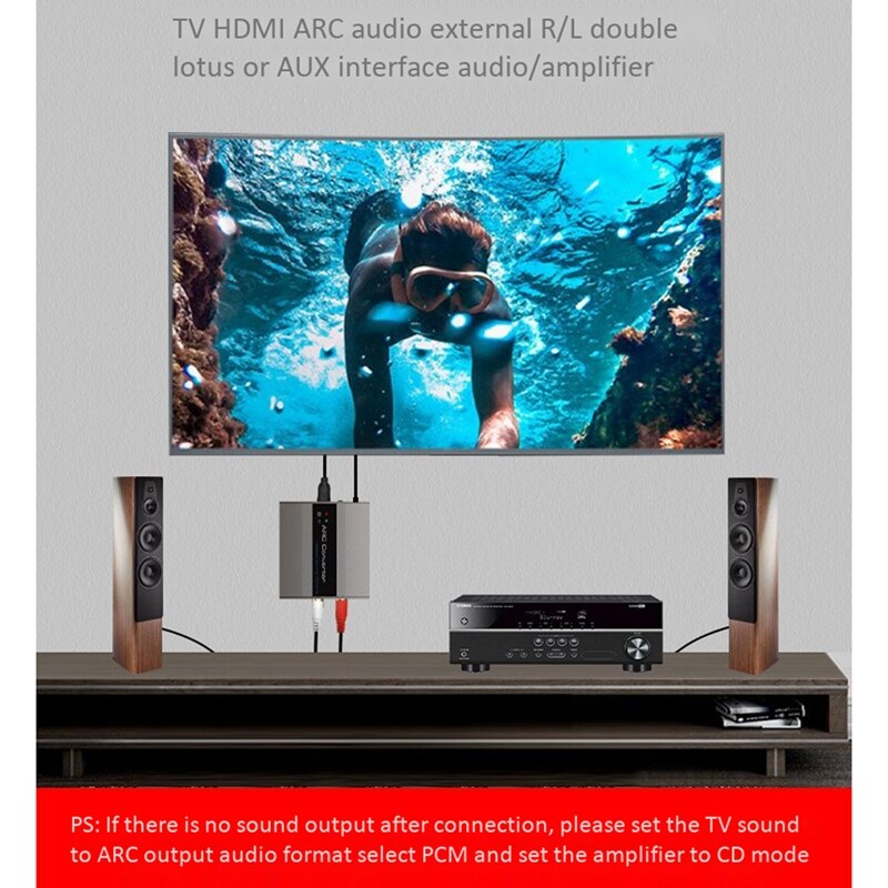 HDMI Arc Audio Converter Arc Audio R/L Output Audio Adapter Support Tv, Projector, Amplifier, Speaker