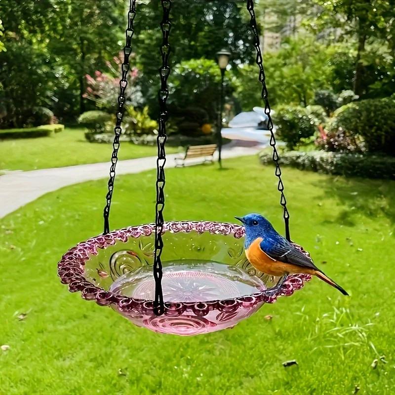 Decorative Hanging Bird Feeder with Chain - Dual-Bowl for Outdoor Garden & Yard, Attracts Hummingbirds