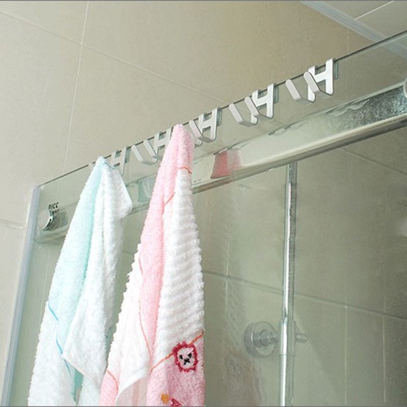 Crochet de porte-serviettes en métal, en aluminium, sans cadre, porte en verre, trou libre, porte-serviettes, porte-clés, vêtements, organisateur de salle de bains