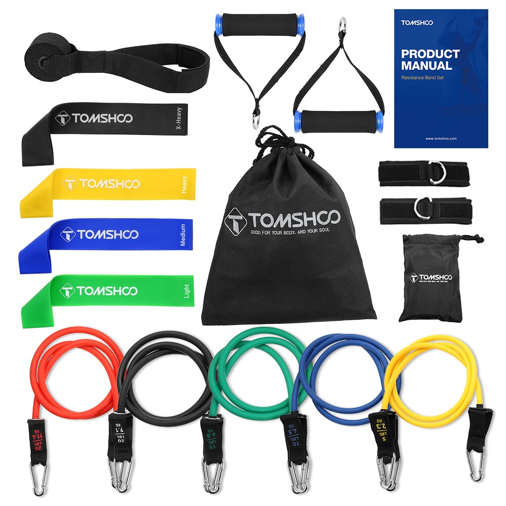 Tomshoo 5 förpackningar dra upp hjälpband sätta motstånd loopband kraftlyftning träningsband med dörrankare och handtag