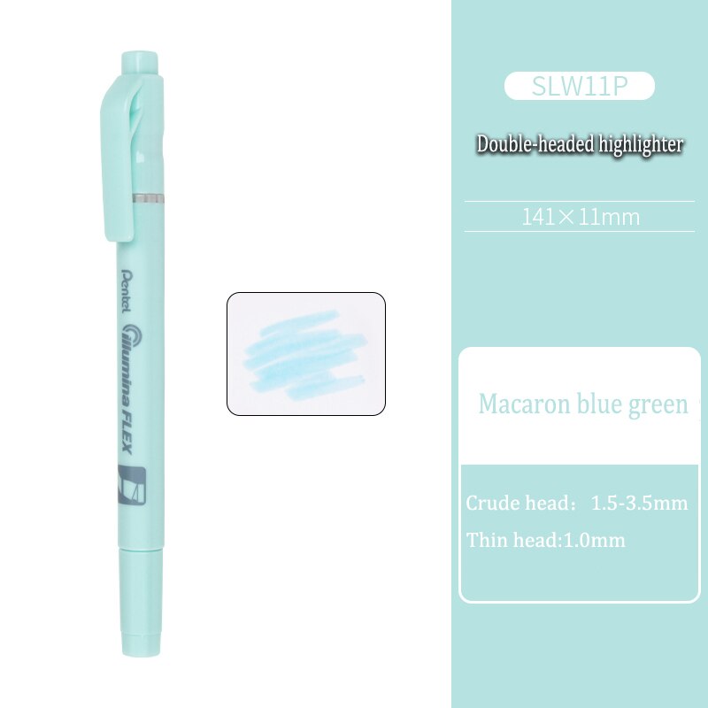 Resaltador de línea recta de doble cabeza SLW11, color rosa macaron, texto de alto brillo, annotati, 8 Uds.: Macaron blue green