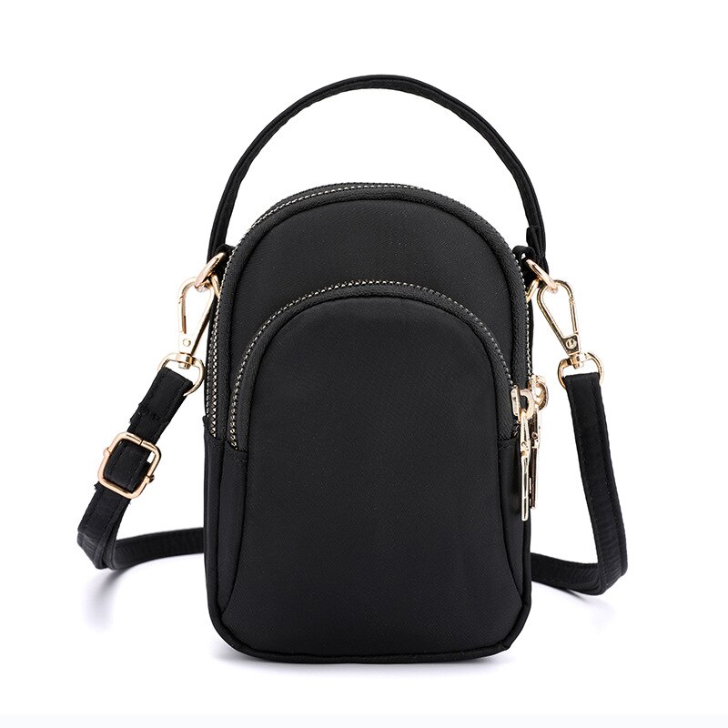 Mini Schoudertas Vrouwen Mode Dame Crossbody Tas Met Hoofdtelefoon Plug Messenger Tas Handtas Vrouwelijke Tas Mobiele Telefoon Voor meisjes: Black