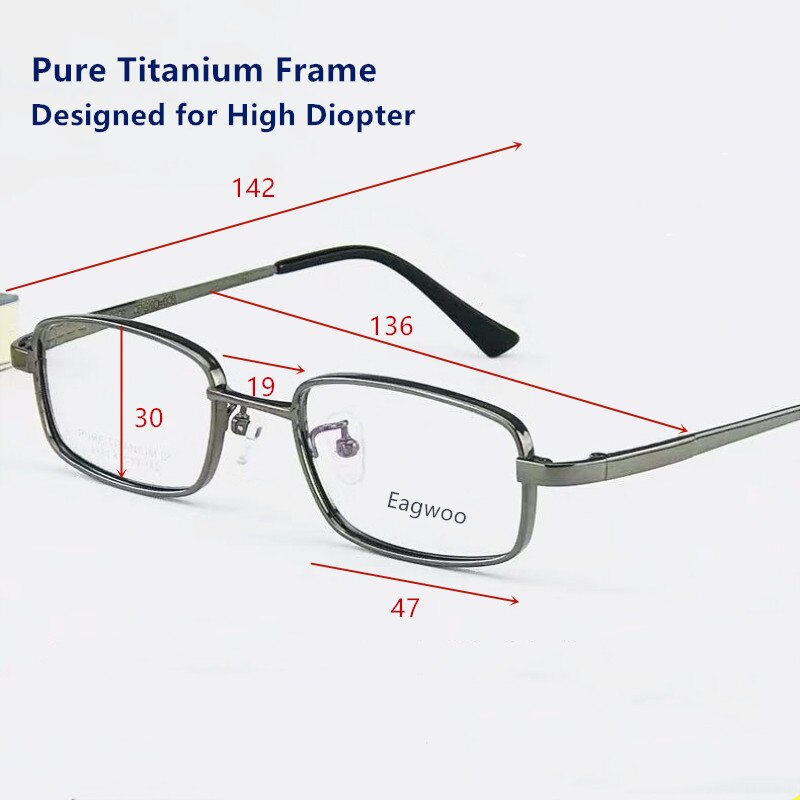 Lunettes de lunettes en titane pur, petite monture optique adaptée à haute dioptrie, lunettes de Prescription, haute puissance