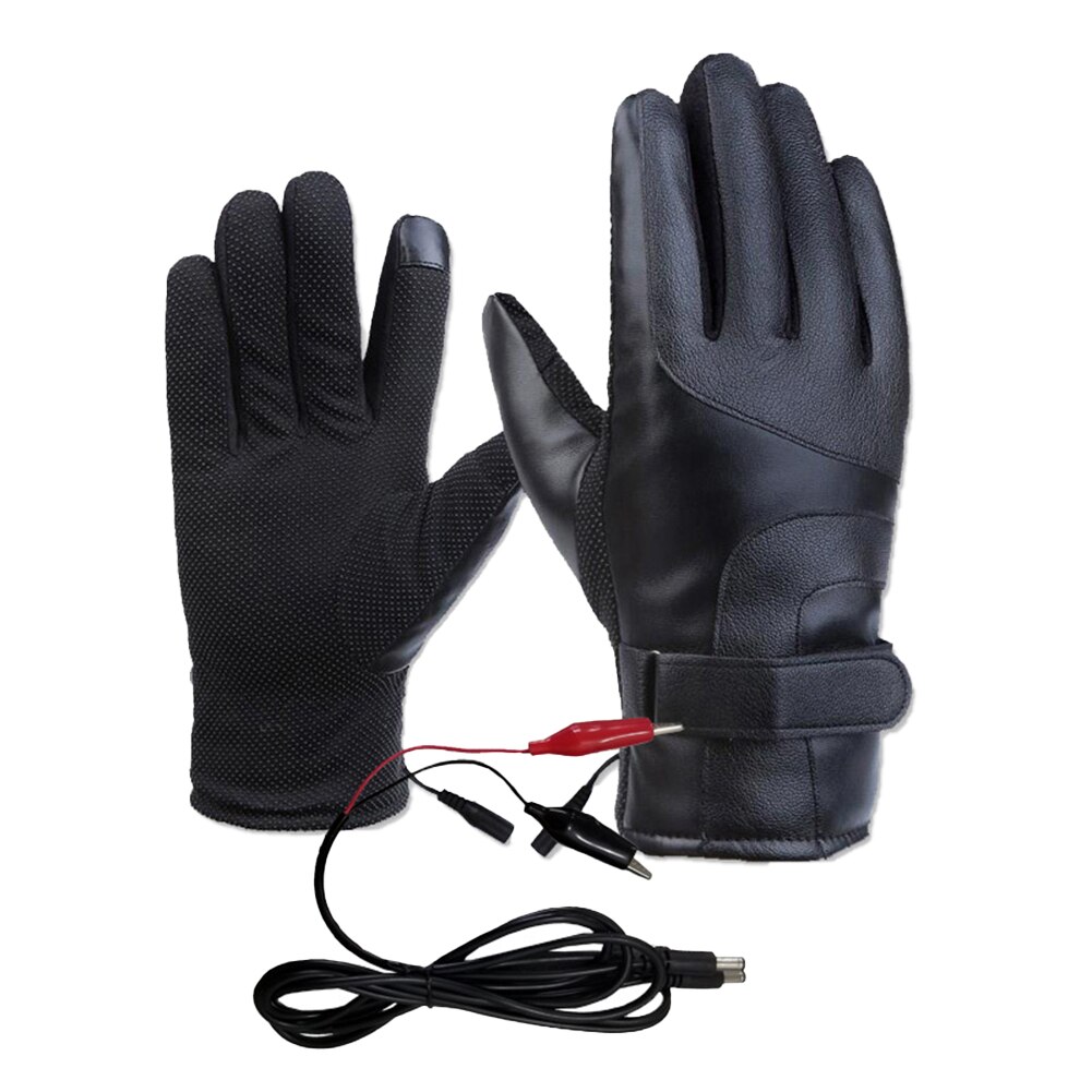 1 Paar 12V Elektrische Verwarming Handschoenen Motor Wanten Unisex Faux Lederen Winddicht Waterdicht Motorfiets Accessoires Motorfiets