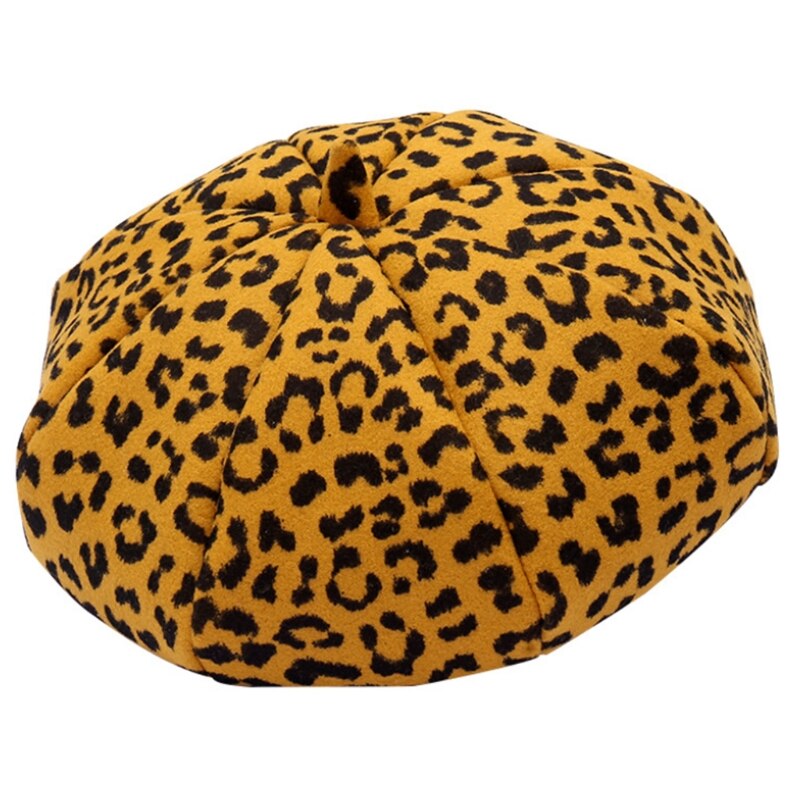 Chapeau béret léopard rétro pour femmes, chapeau d&#39;hiver de loisir de peintre sauvage pour filles: Yellow