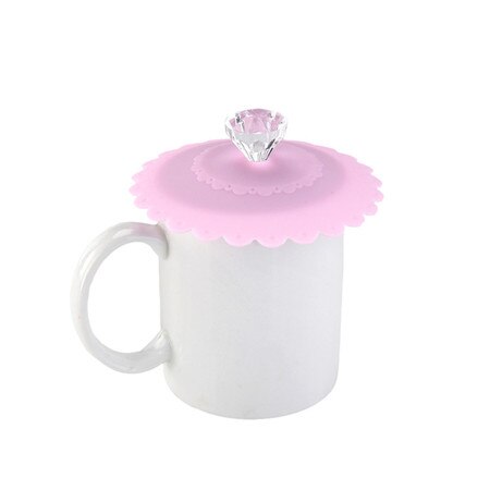 AIHOME-Tapa de copa de diamante de silicona reutilizable a prueba de polvo, tapa de aislamiento, tapa de aislamiento térmico para taza: Pink