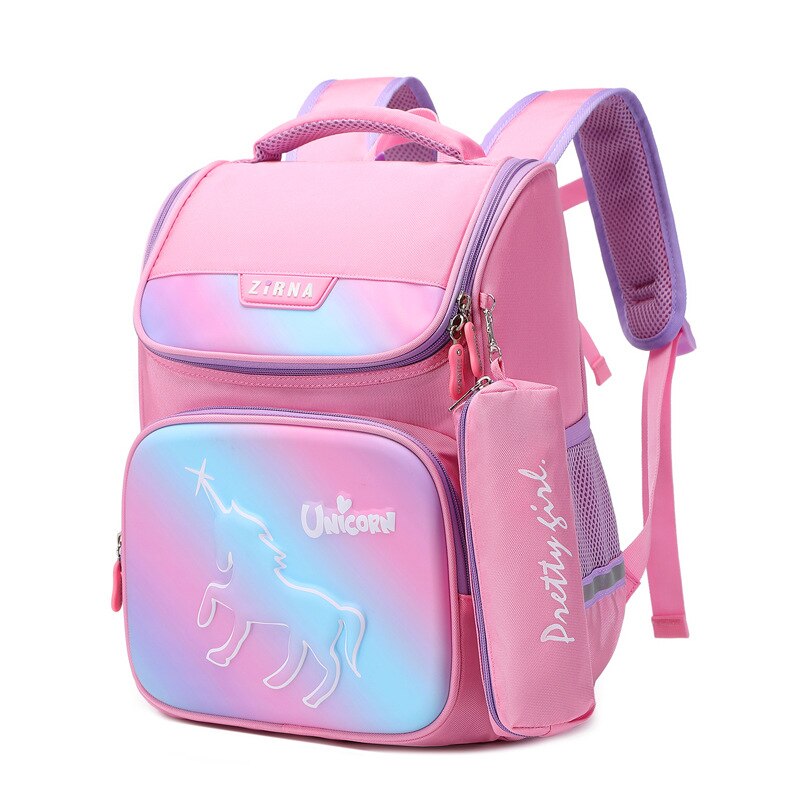ZHIERNA 1-4 Klasse freundlicher Rucksack jungen mädchen Orthopädische Primäbetreffend schul Infantil Mochila freundlicher Schule Tasche Bleistift fallen: Rosa
