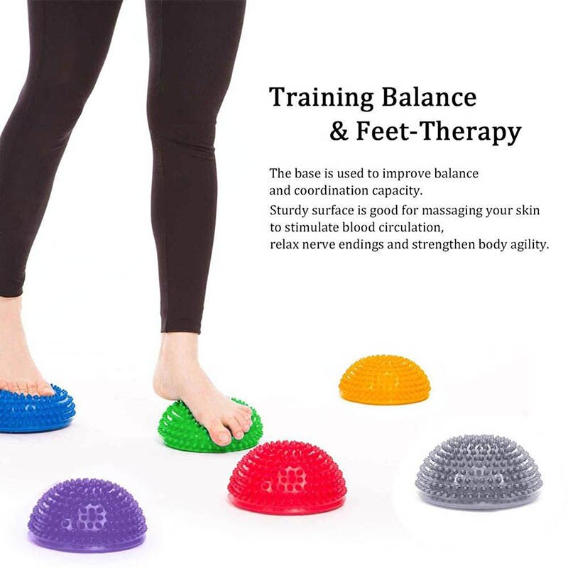 Spiky media pelota para Yoga y masaje de pies, bolas de 16cm de PVC, para ejercicio físico, Pilates, ejercicio físico, entrenamiento de habilidad