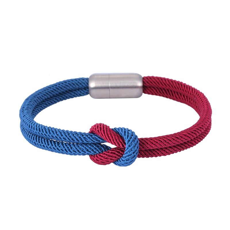 Fortafy Minimalistische Blauwe Rode Draad Armband Voor Vrouwen Mannen Geluk Dubbele Milan Touw Concentrische Knoop Charm Stellen Sieraden FR1160: Inner Perimeter165mm